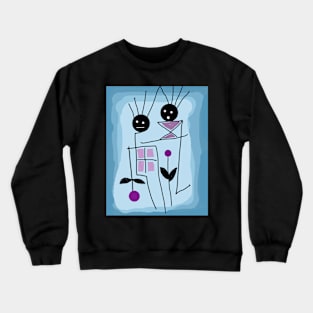 The Kids and 2 Purple Flowers Stick Figure Crewneck Sweatshirt